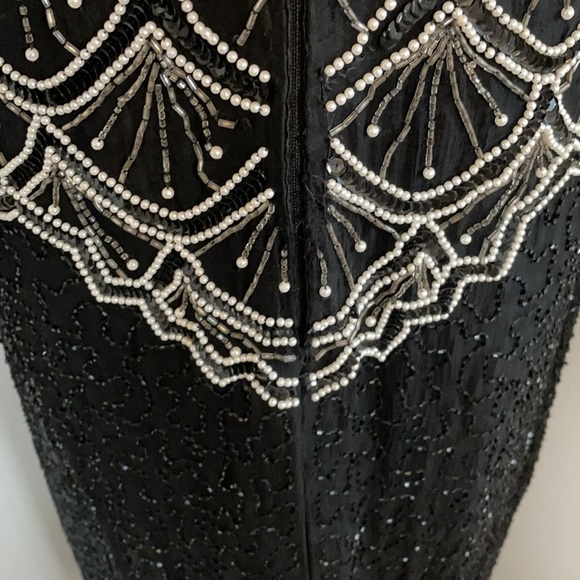 Laurence Kazar sequin pearl dress 100% silk maxi - Picture 11 of 12